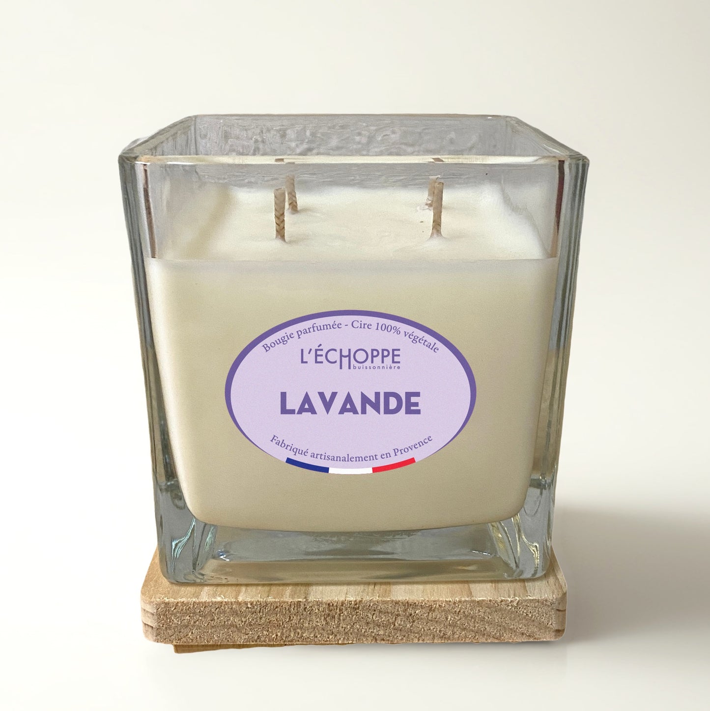 4-wick "Lavender" scented candle with wooden lid, 400g
