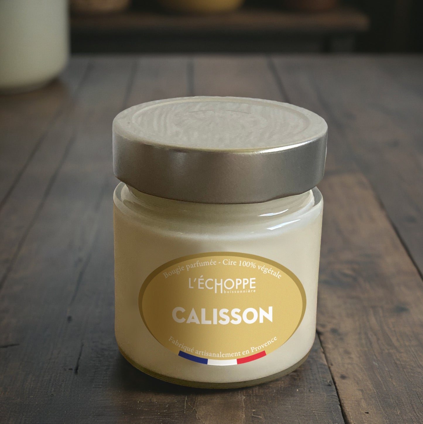 Bougie parfumée "Calisson" pot rond couvercle métal 180g