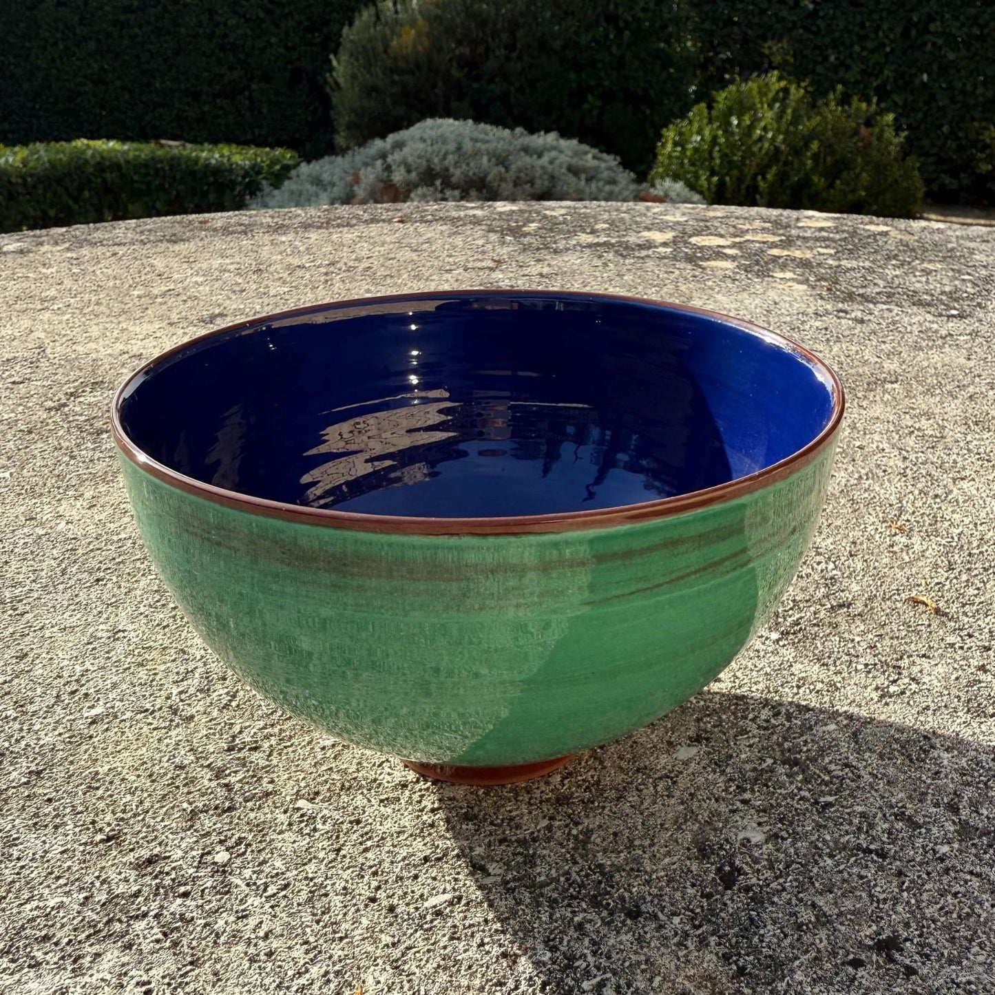 Grand bol céramique bicolore Bleu vert/Bleu Roi H10,5cm