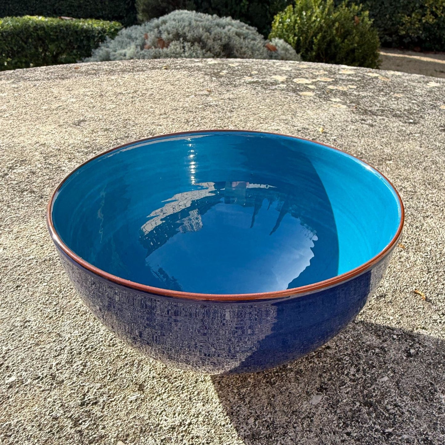 Grand bol céramique bicolore Turquoise foncé/bleu Roi H10,5cm