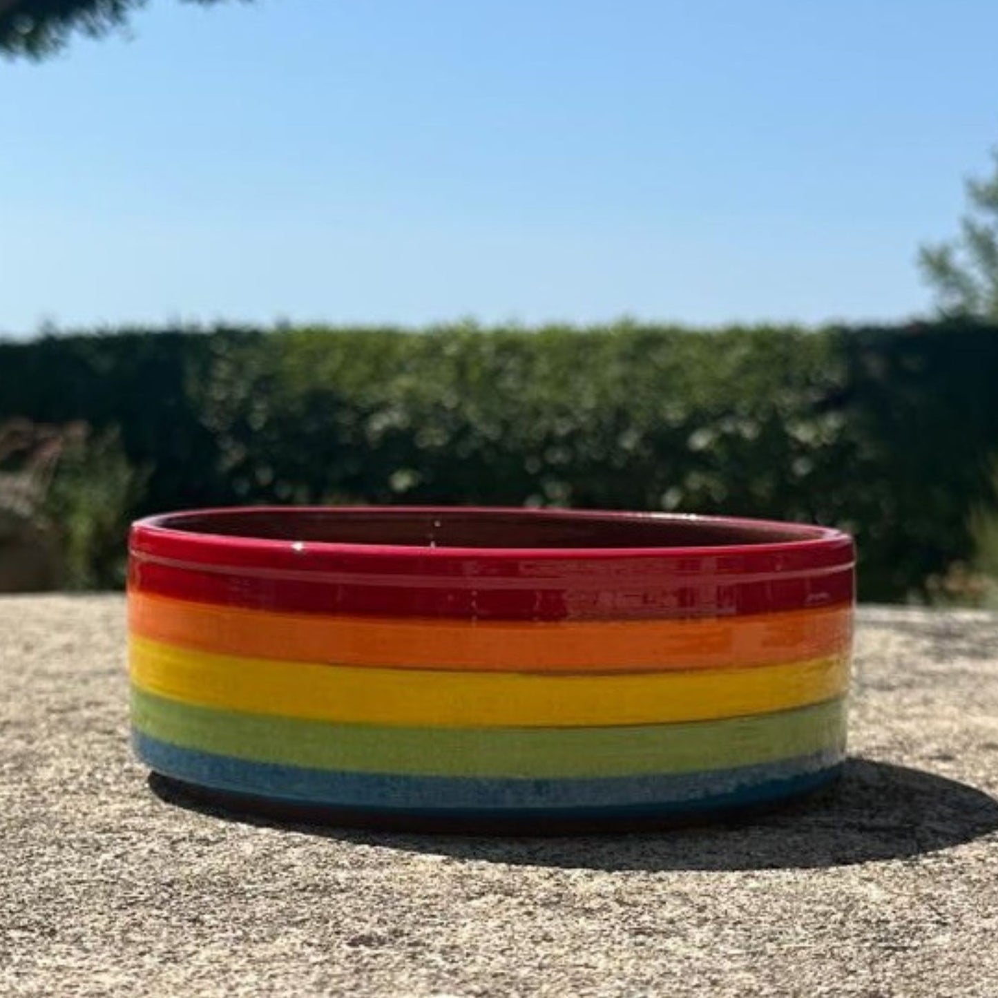 Grand plat rond céramique multicolore Ø24cm