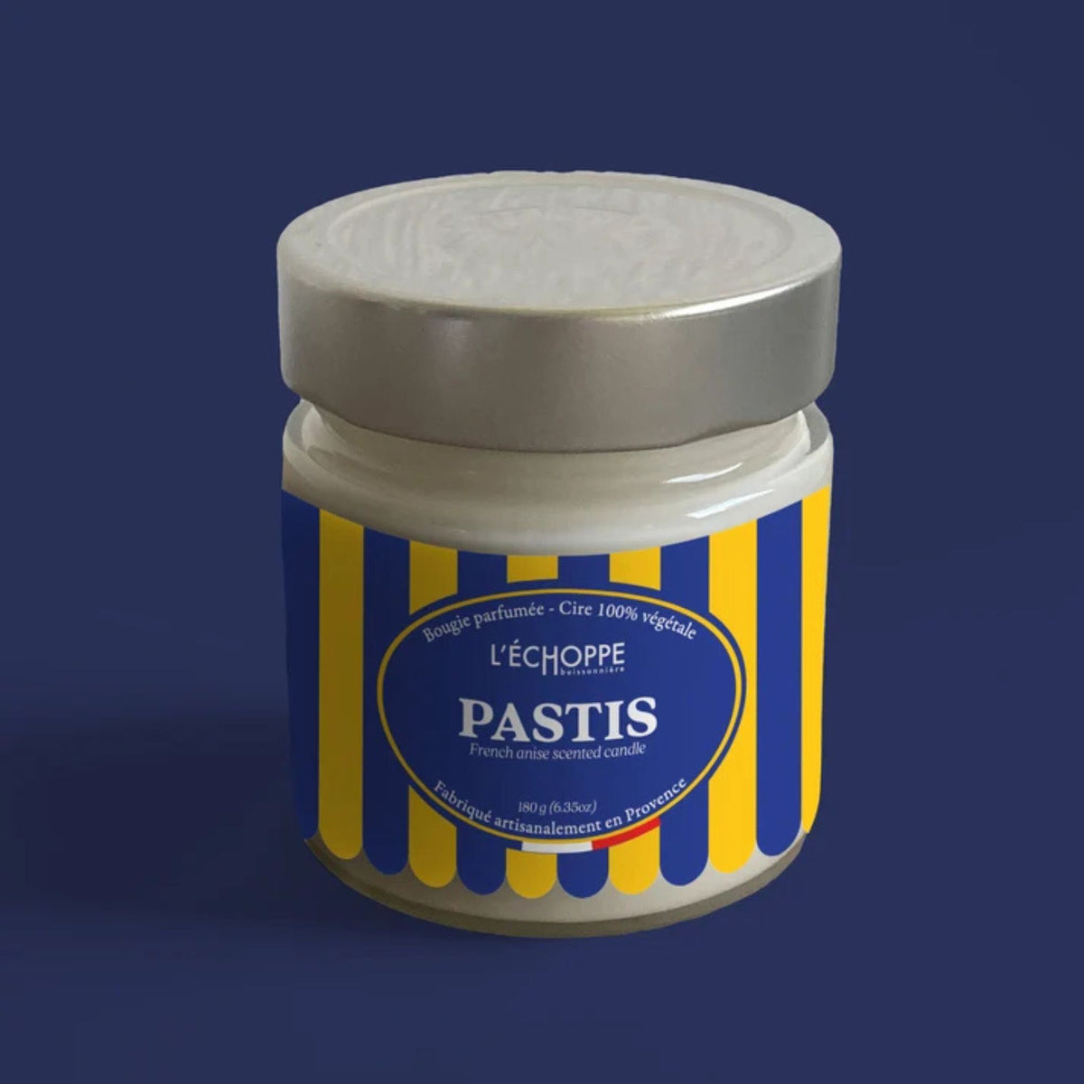 Bougie parfumée "Pastis" pot rond couvercle métal 180g