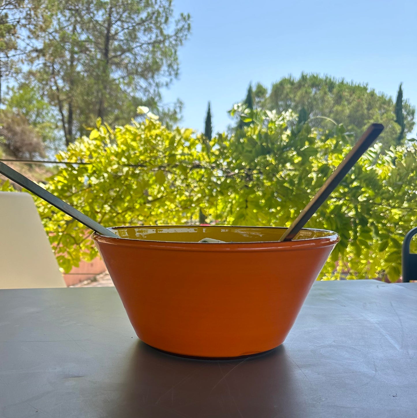 Petit saladier céramique bicolore Orange/Jaune citron Ø21cm