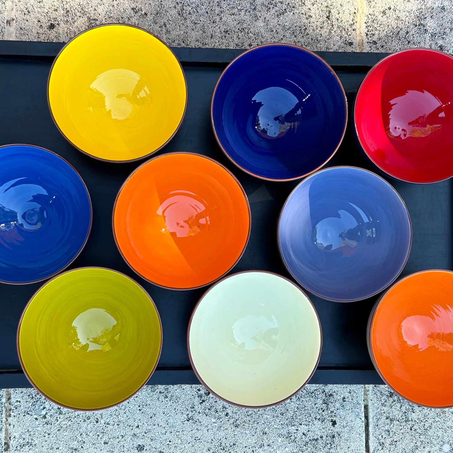 Le bol céramique bicolore Gris clair/Orange H8cm