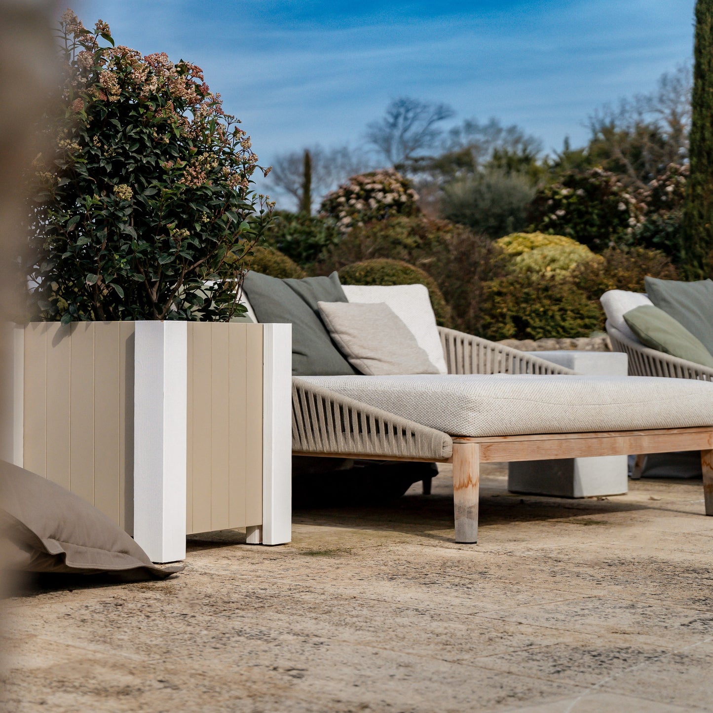 Jardinière en bois Beige Mistral & Blanc 56x56x58cm