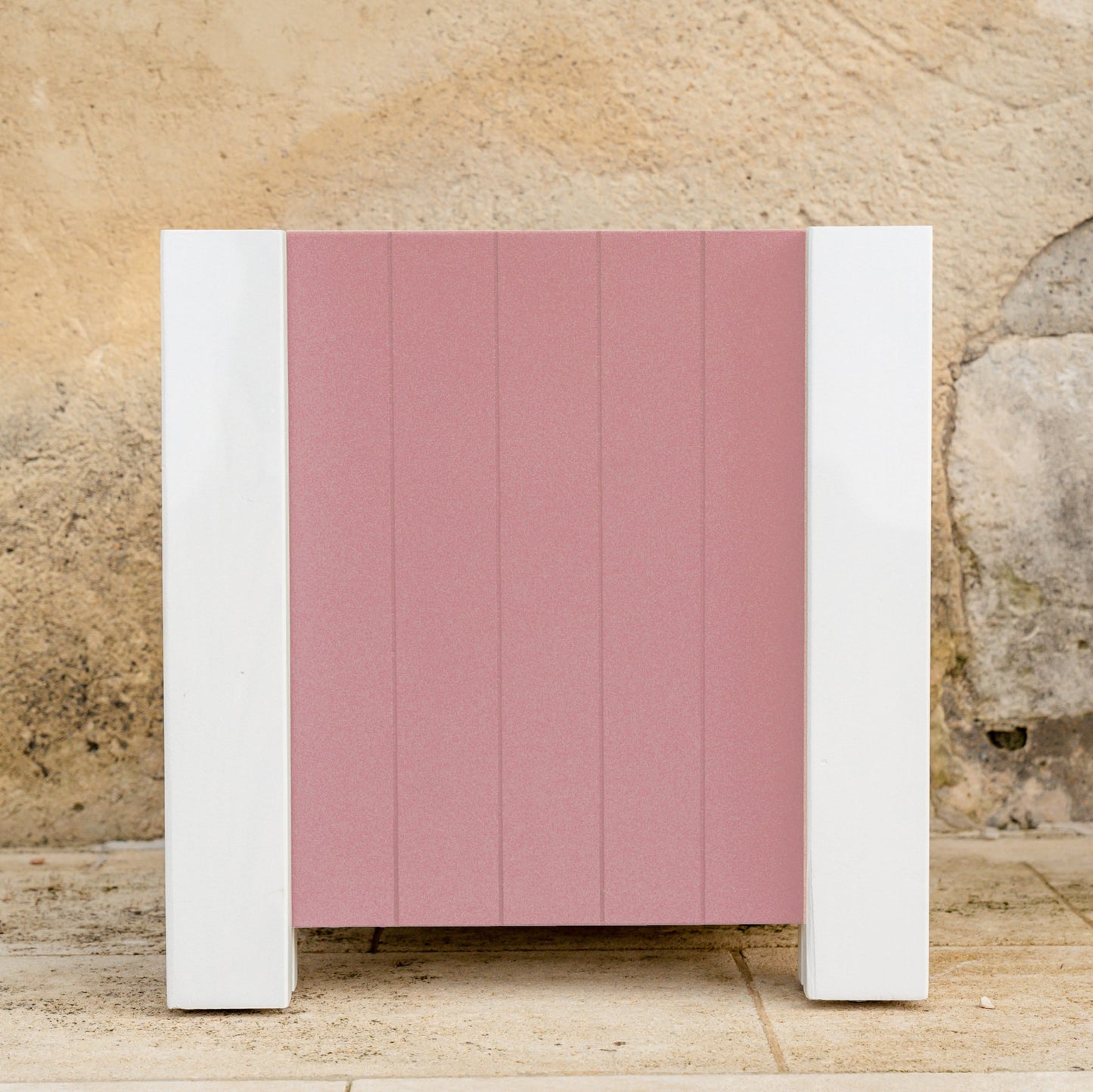 Jardinière en bois Vieux Rose & Blanc 56x56x58cm