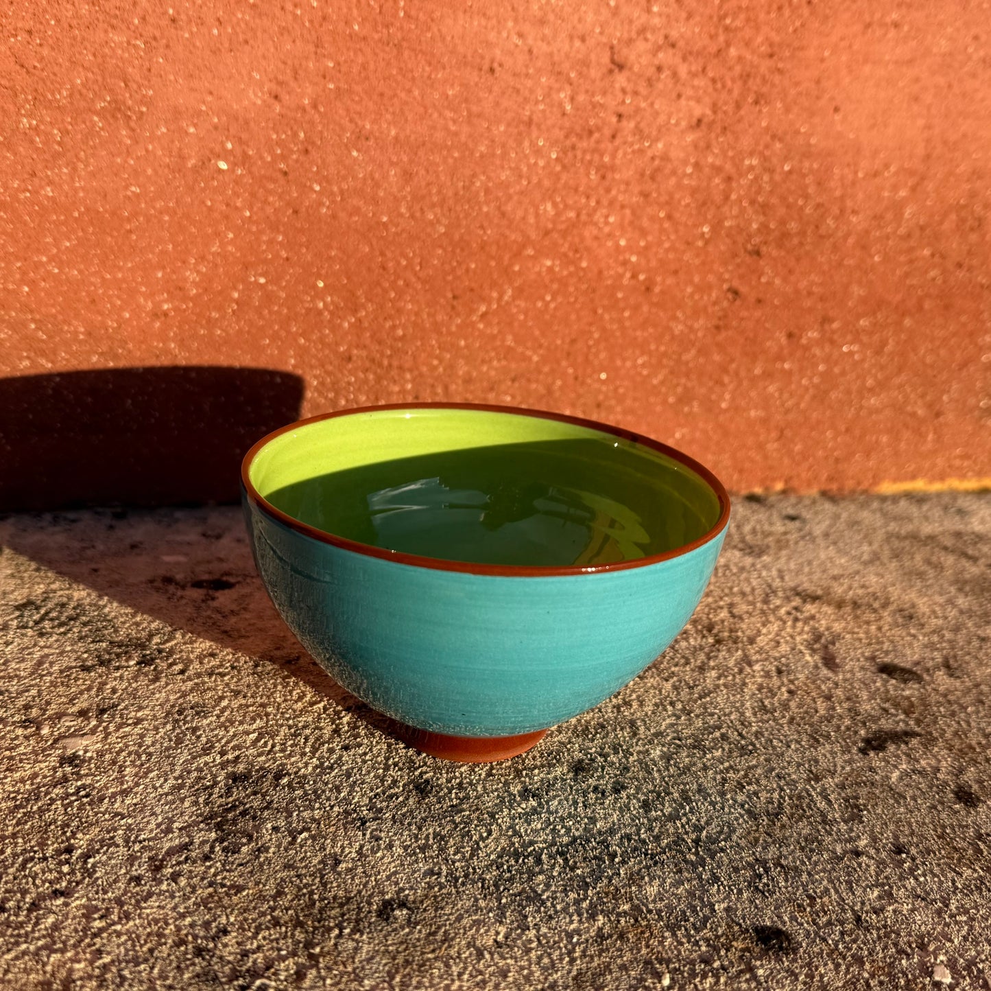 Petit bol céramique bicolore Turquoise clair/Vert d'eau H7cm