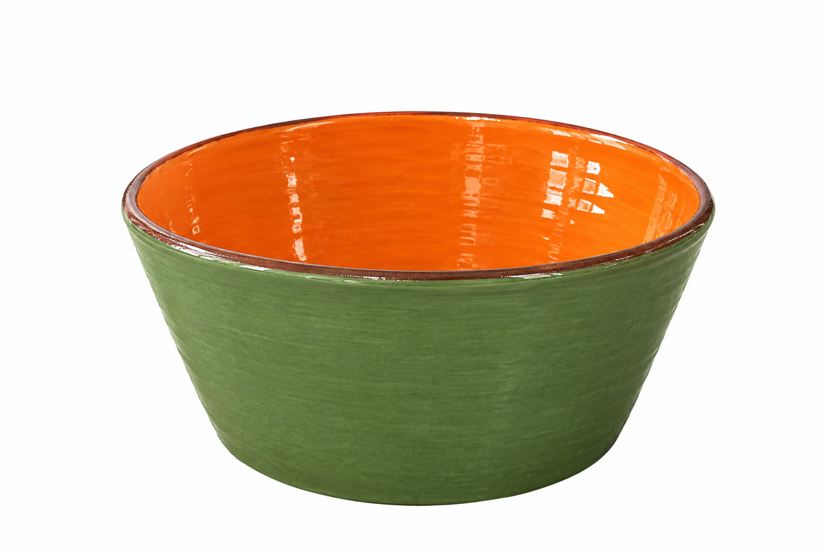 Petit saladier céramique bicolore Vert mousse/Orange Ø21cm