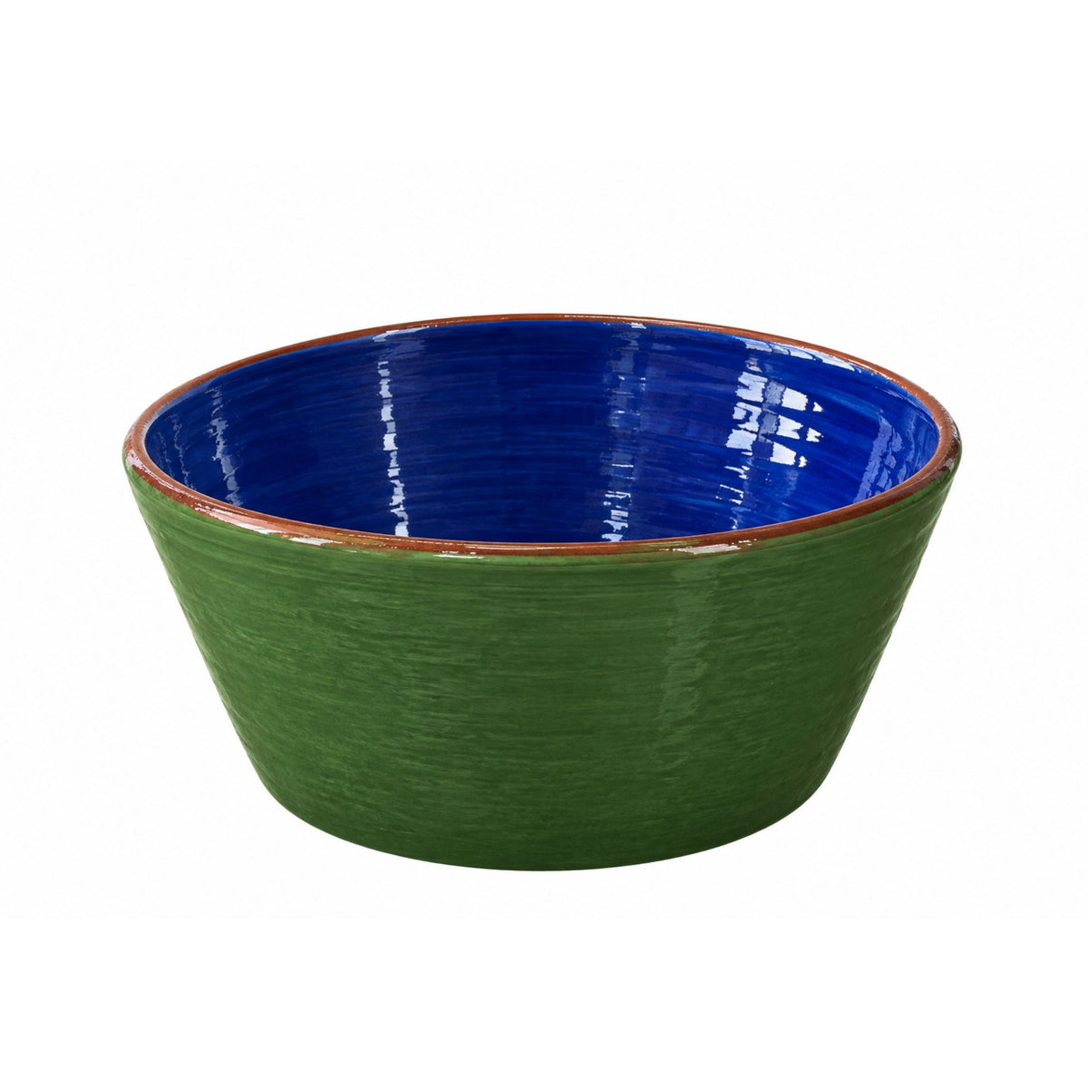 Grand saladier céramique bicolore Vert mousse/Bleu cobalt Ø28cm