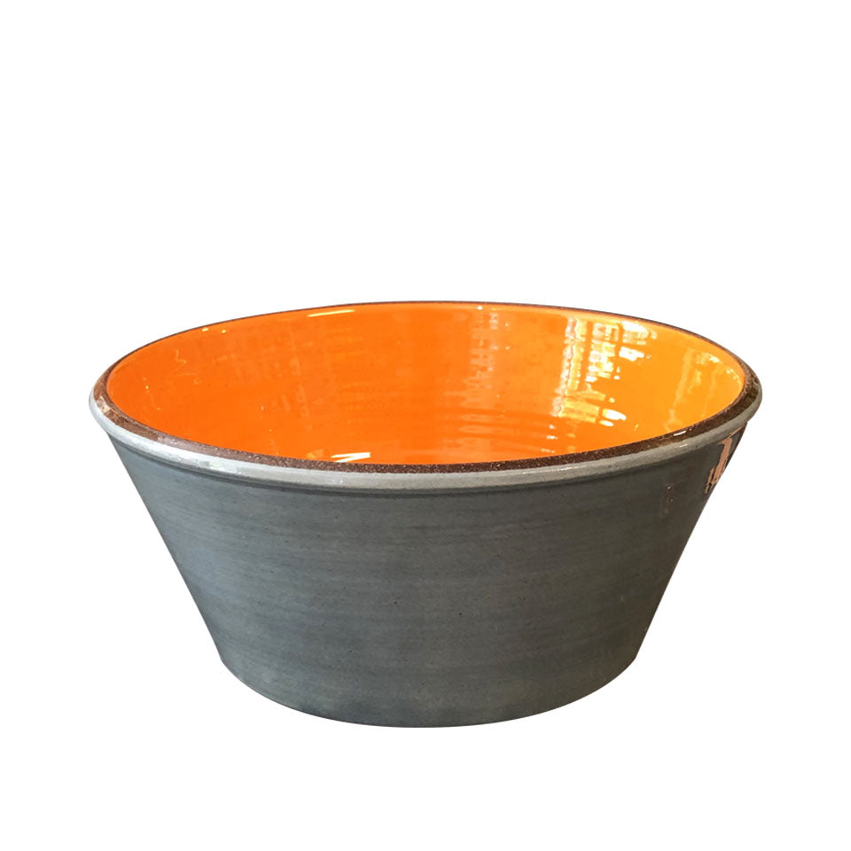 Grand saladier céramique bicolore Gris/Orange Ø28cm