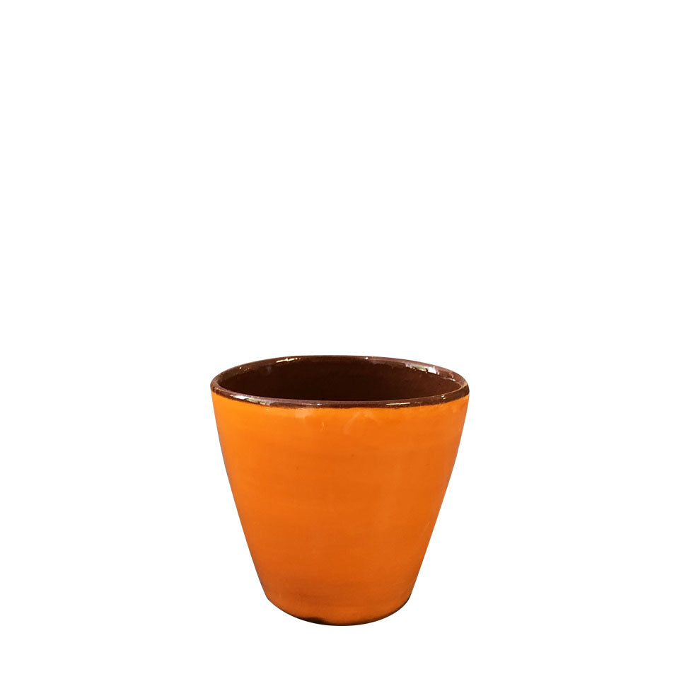 Two-tone ceramic espresso cup, orange/coffee