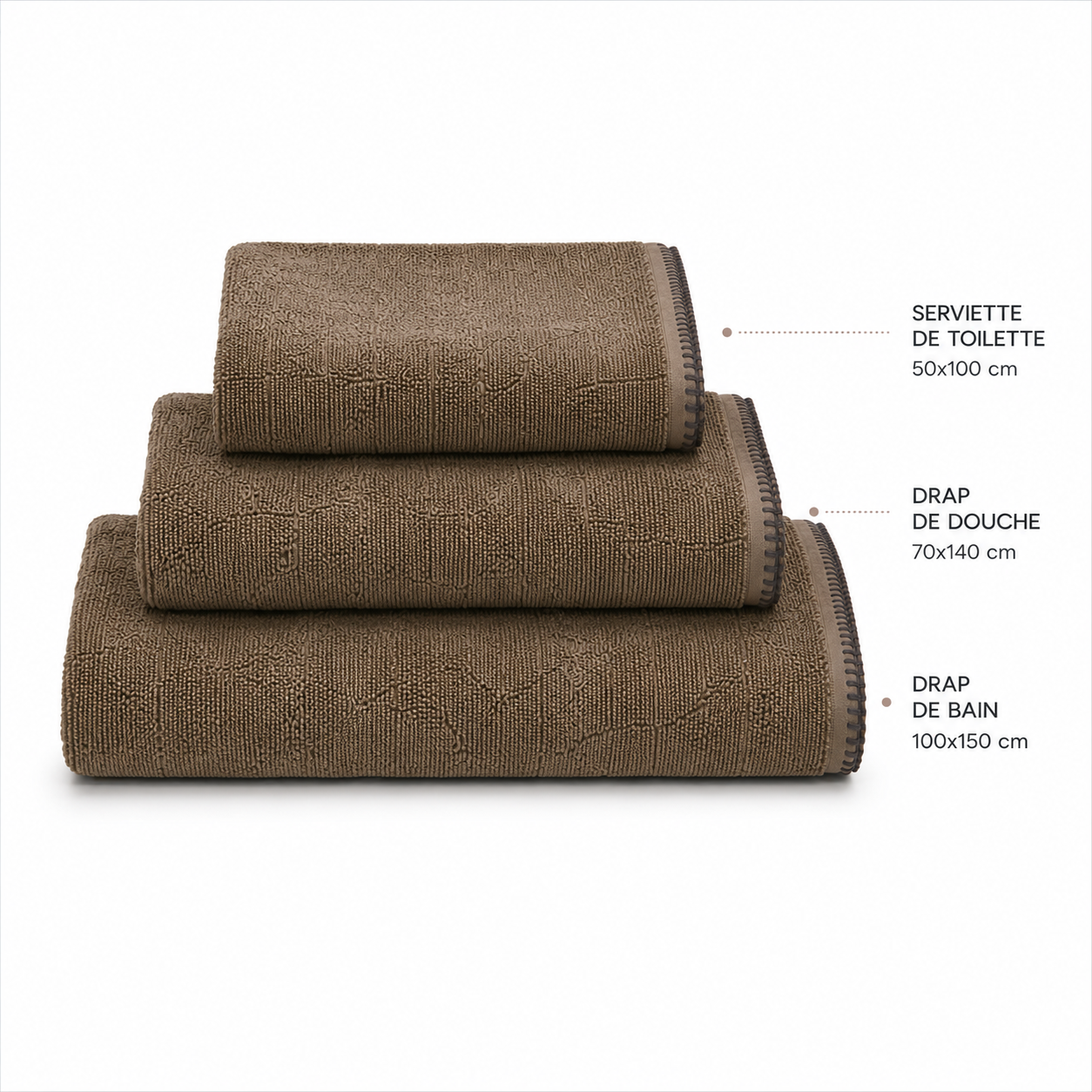 Drap de bain Taupe foncé 100x150cm