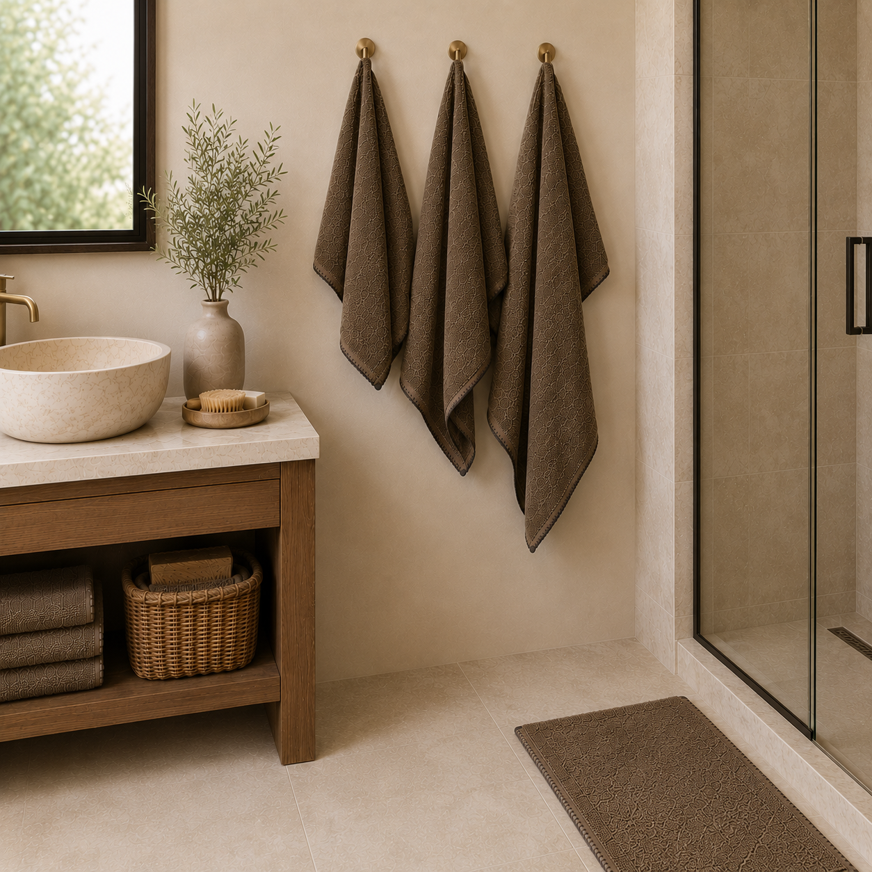 Tapis de bains Taupe foncé 50x90cm