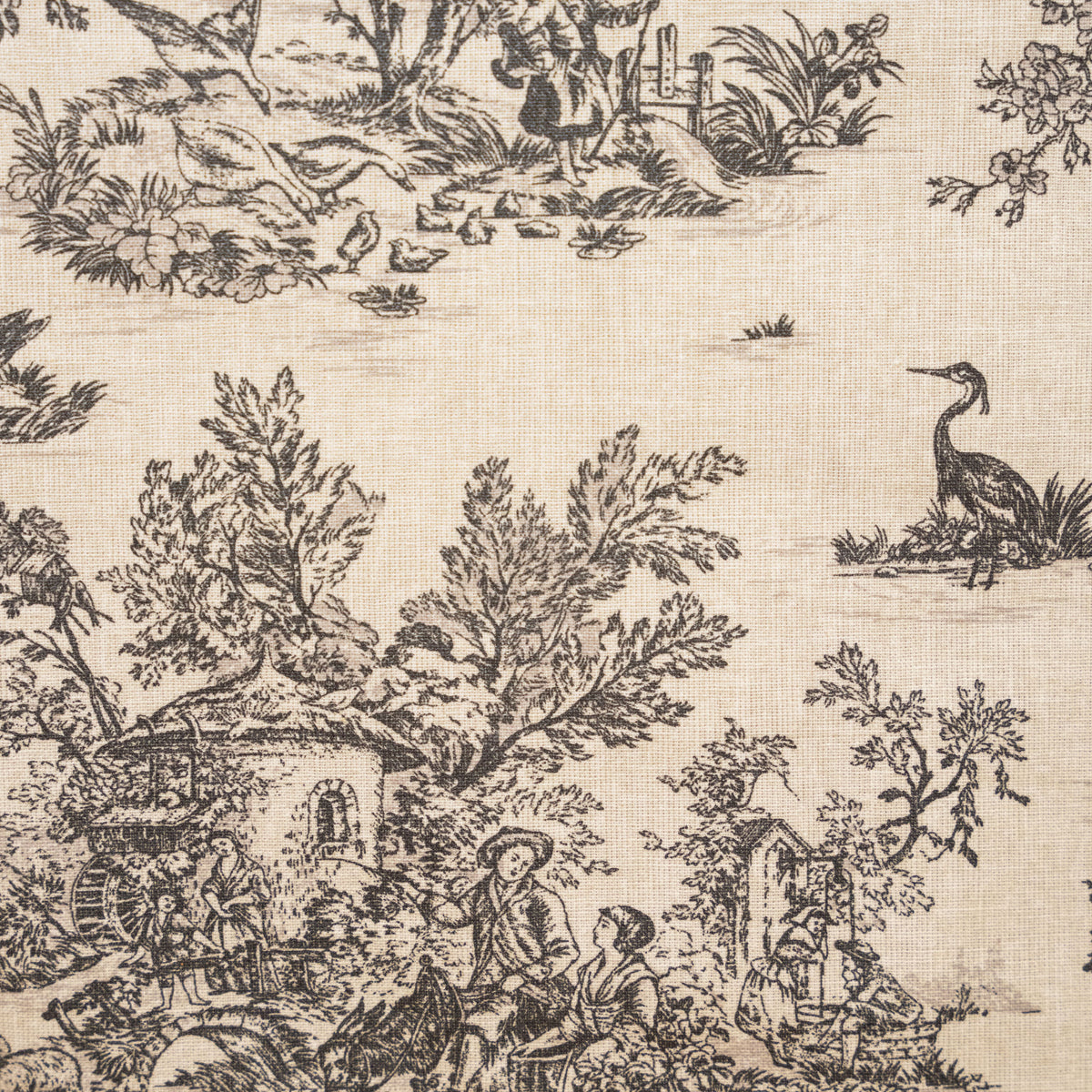 Nappe enduite toile de jouy caviar 250 X 150cm