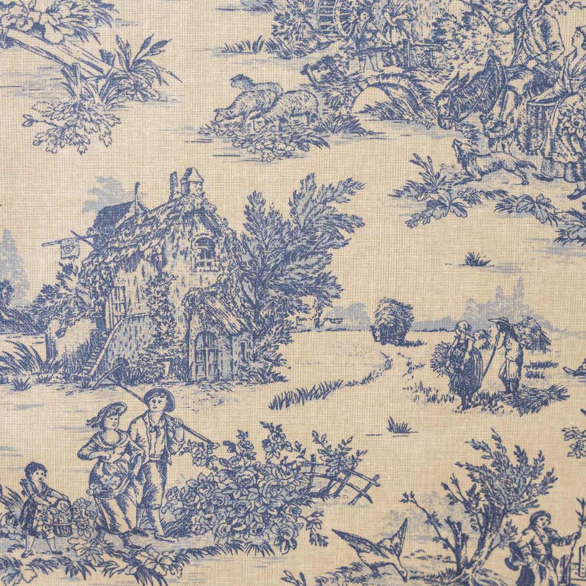 Nappe enduite toile de jouy bleu marine 200 X 150cm