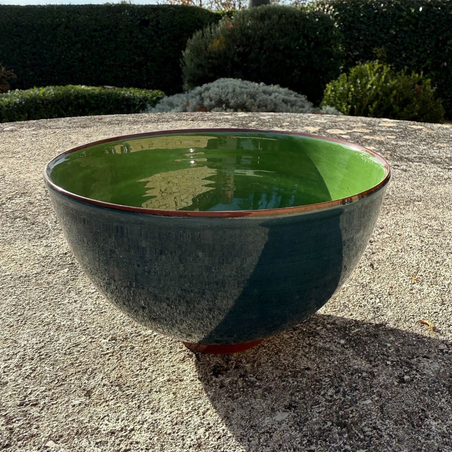 Grand bol céramique bicolore Jade/Bleu cobalt H10,5cm