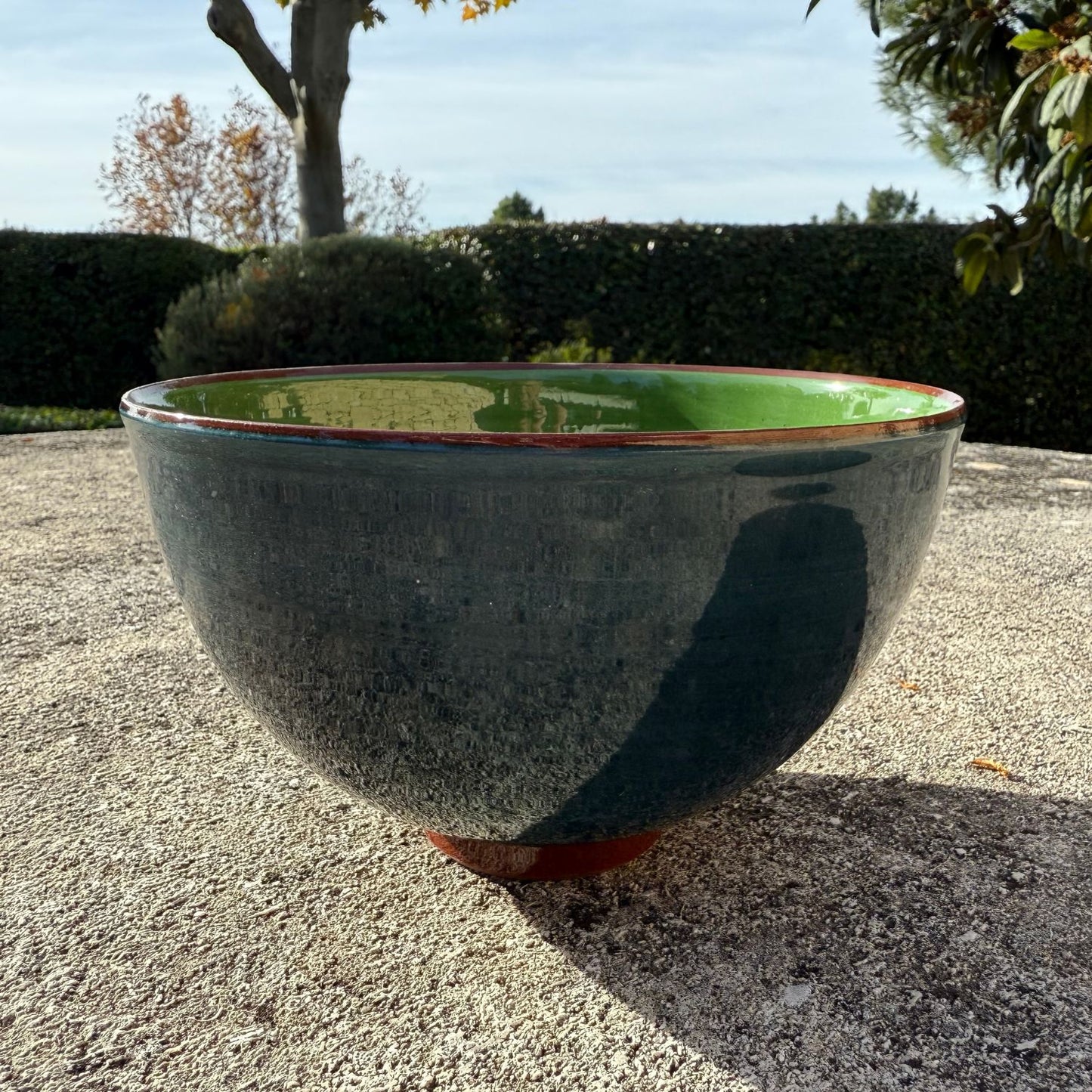 Grand bol céramique bicolore Jade/Bleu cobalt H10,5cm