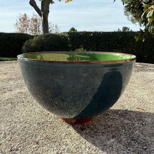 Grand bol céramique bicolore Jade/Bleu cobalt H10,5cm