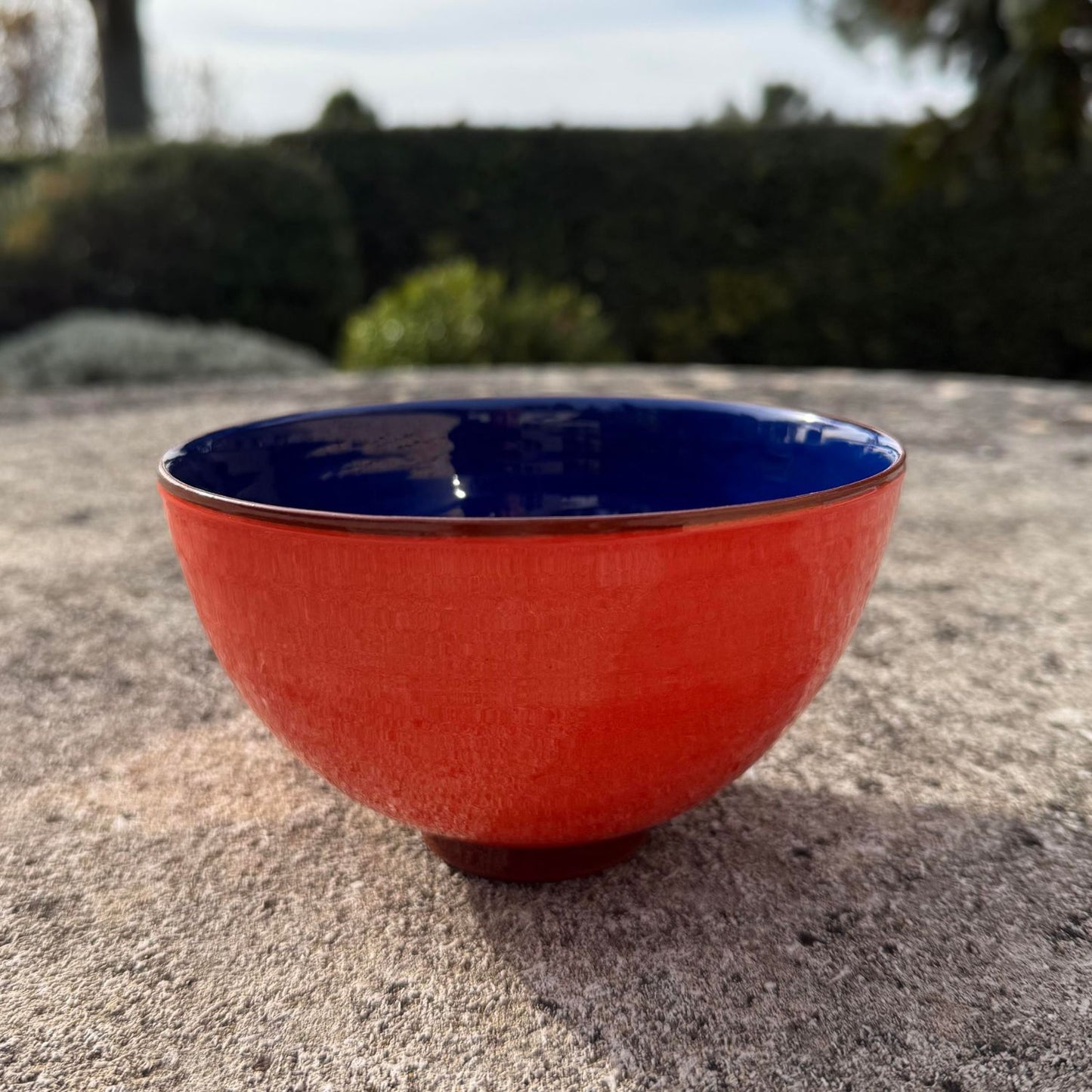 Le bol céramique bicolore Orange/Bleucobalt H8cm