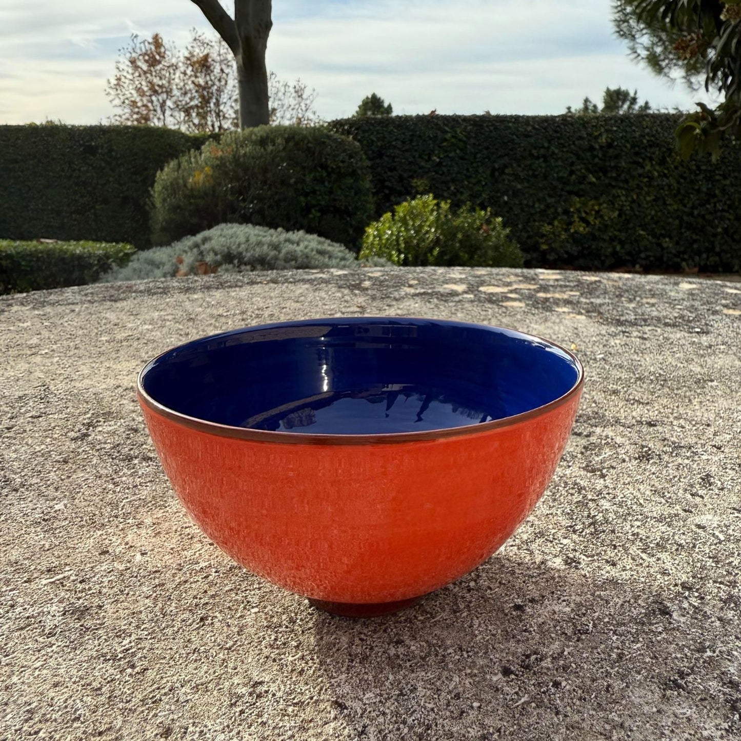 Le bol céramique bicolore Orange/Bleucobalt H8cm