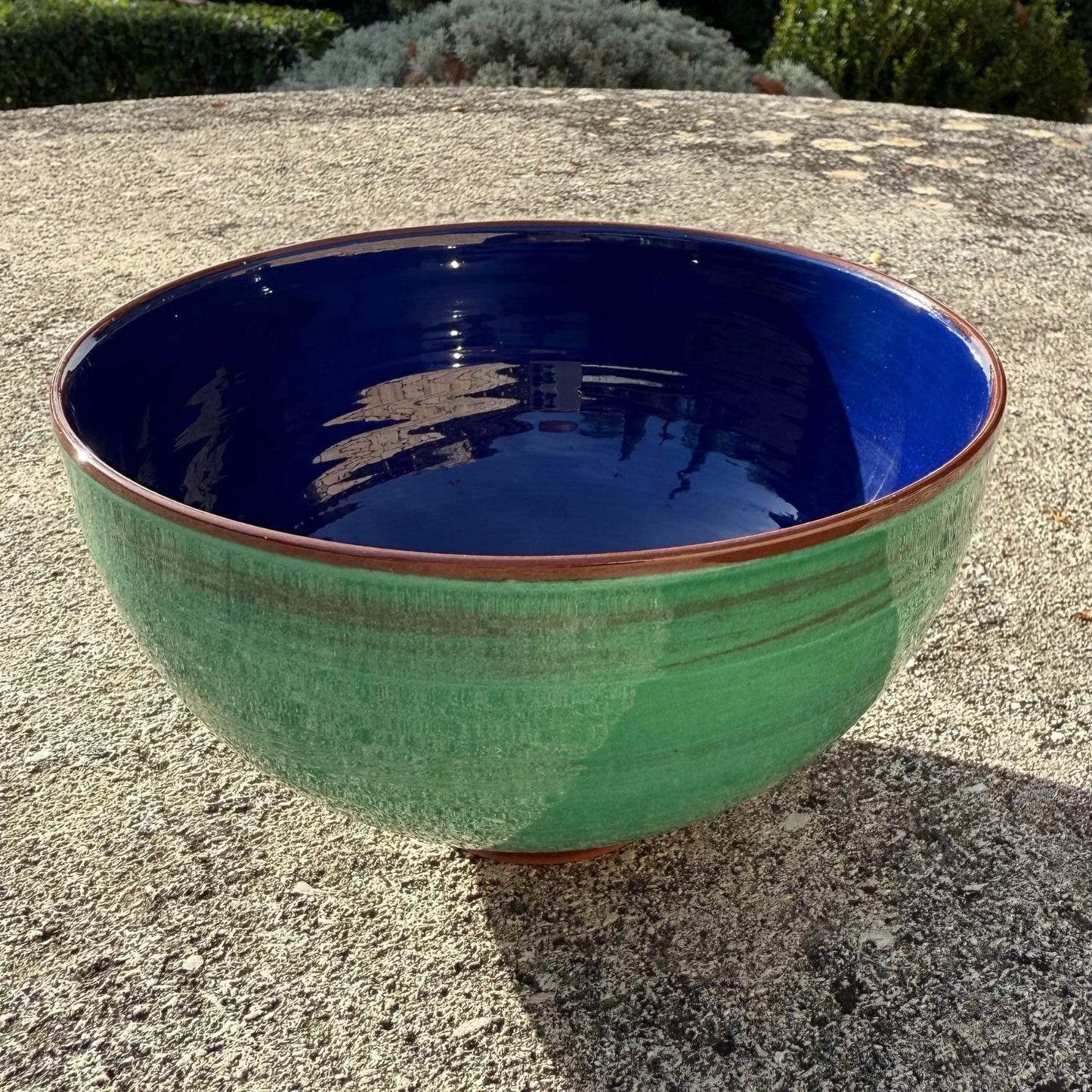 Grand bol céramique bicolore Bleu vert/Bleu Roi H10,5cm