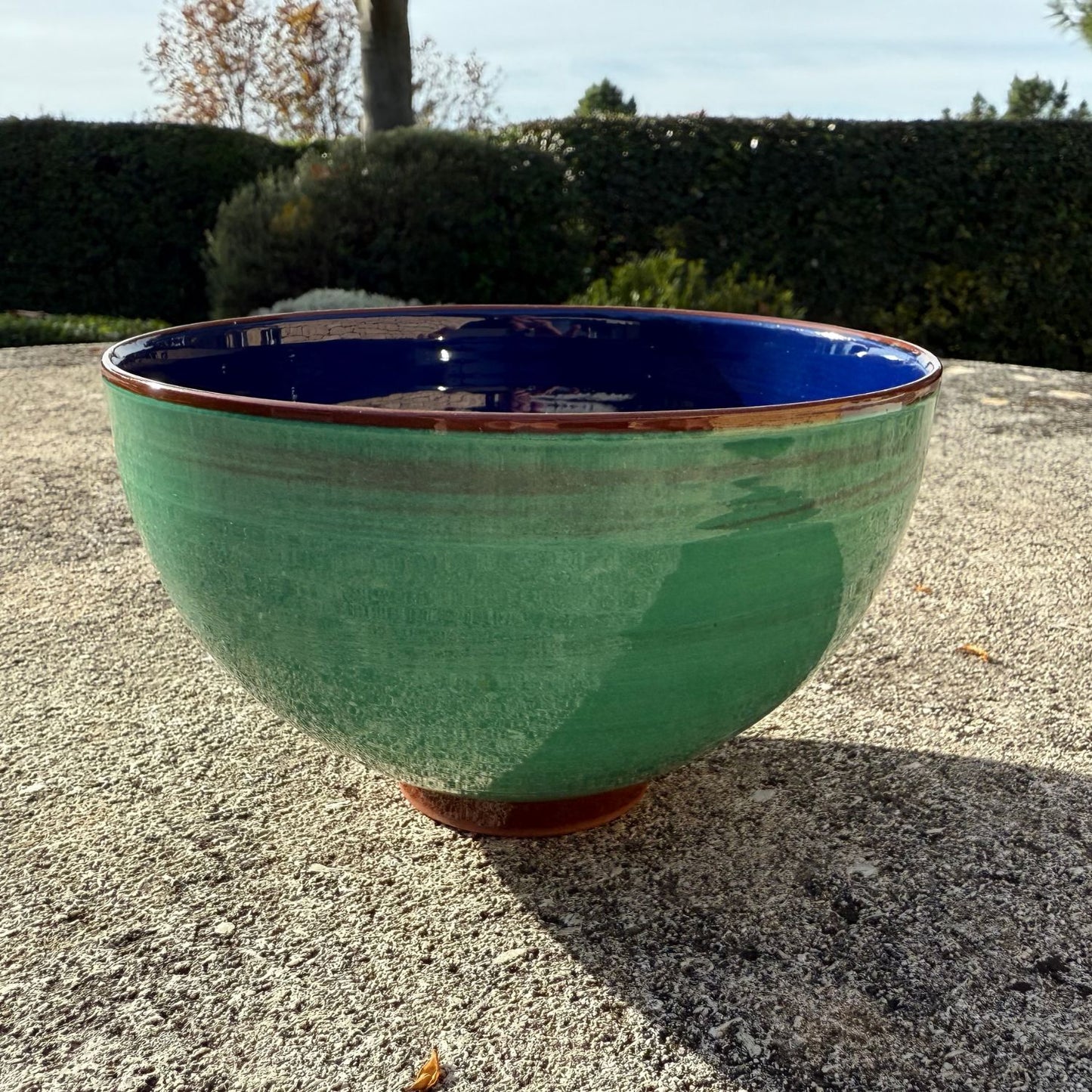 Grand bol céramique bicolore Bleu vert/Bleu Roi H10,5cm