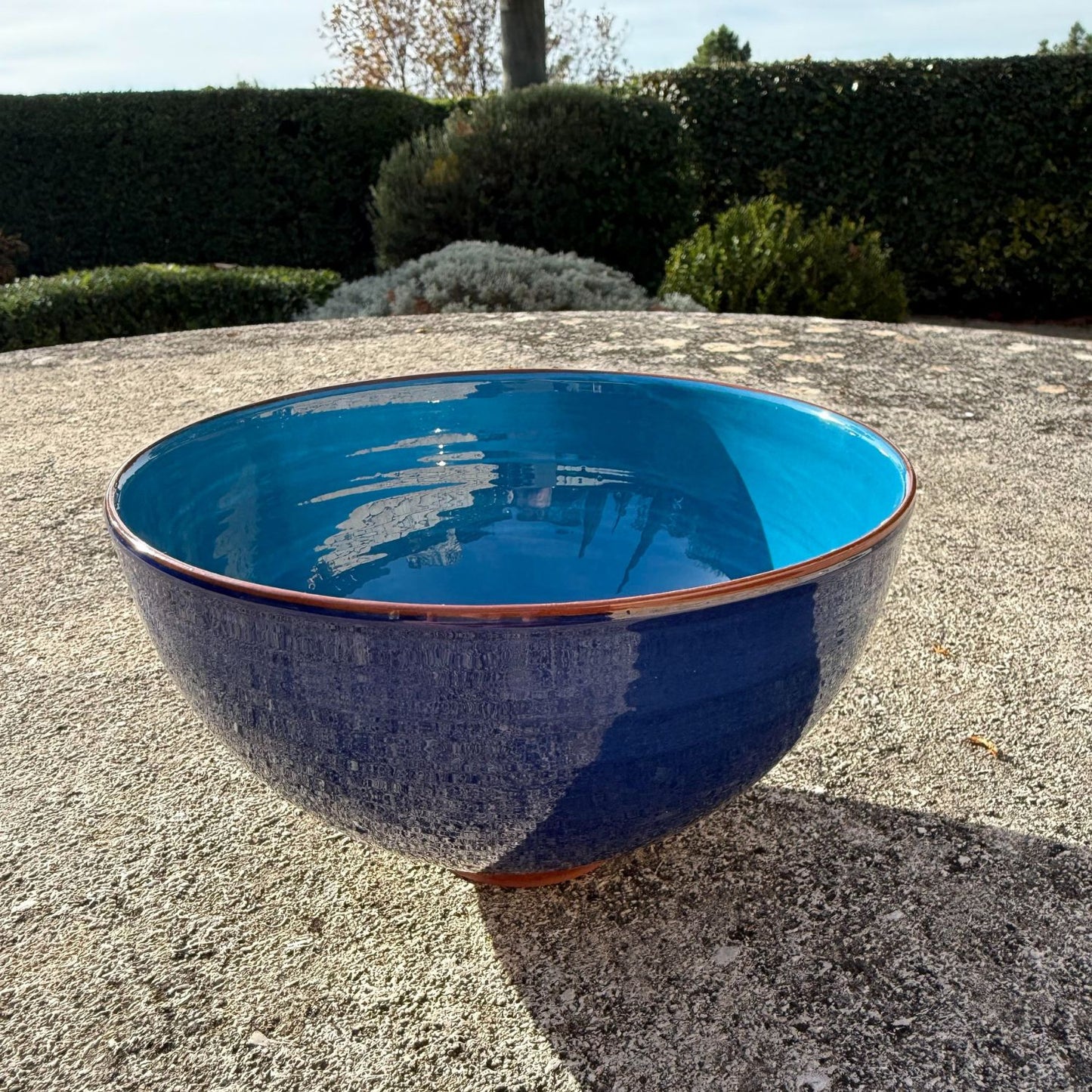 Grand bol céramique bicolore Turquoise foncé/bleu Roi H10,5cm