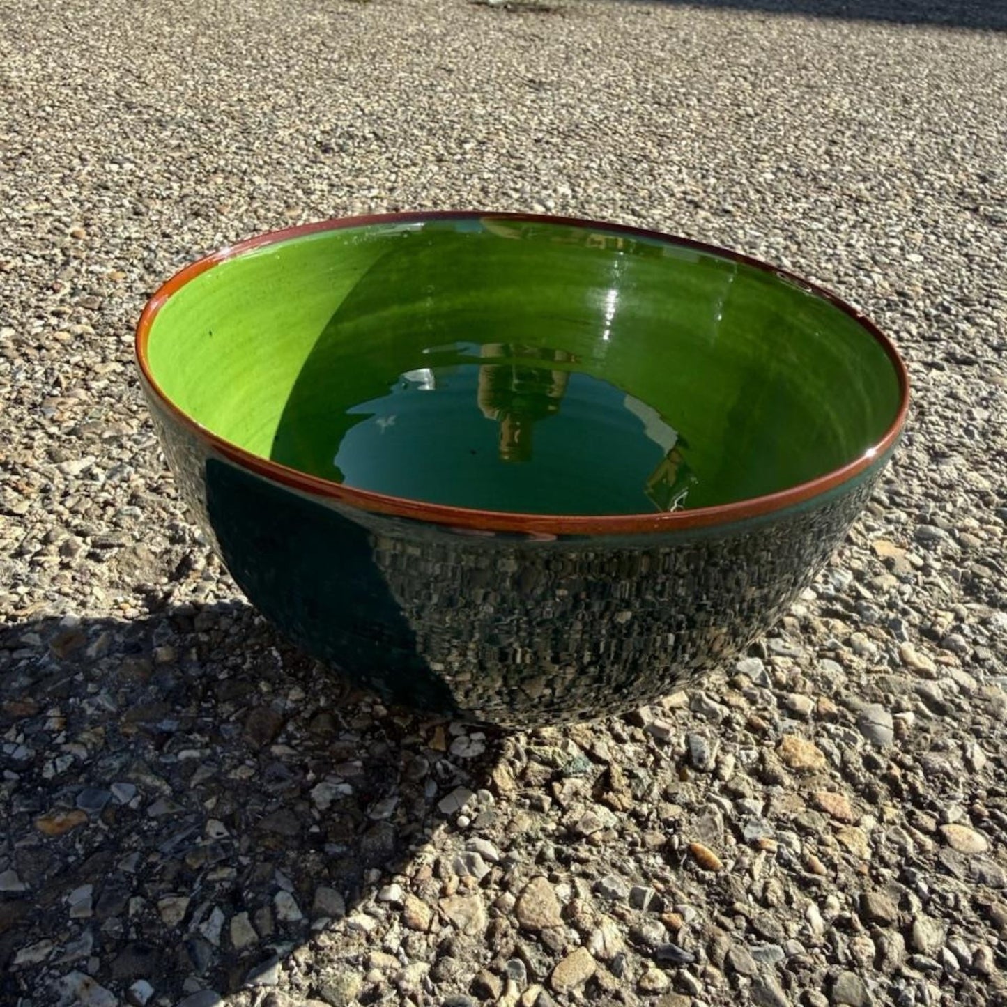 Grand bol céramique bicolore Bleu Vert/Vert Mousse H10,5cm