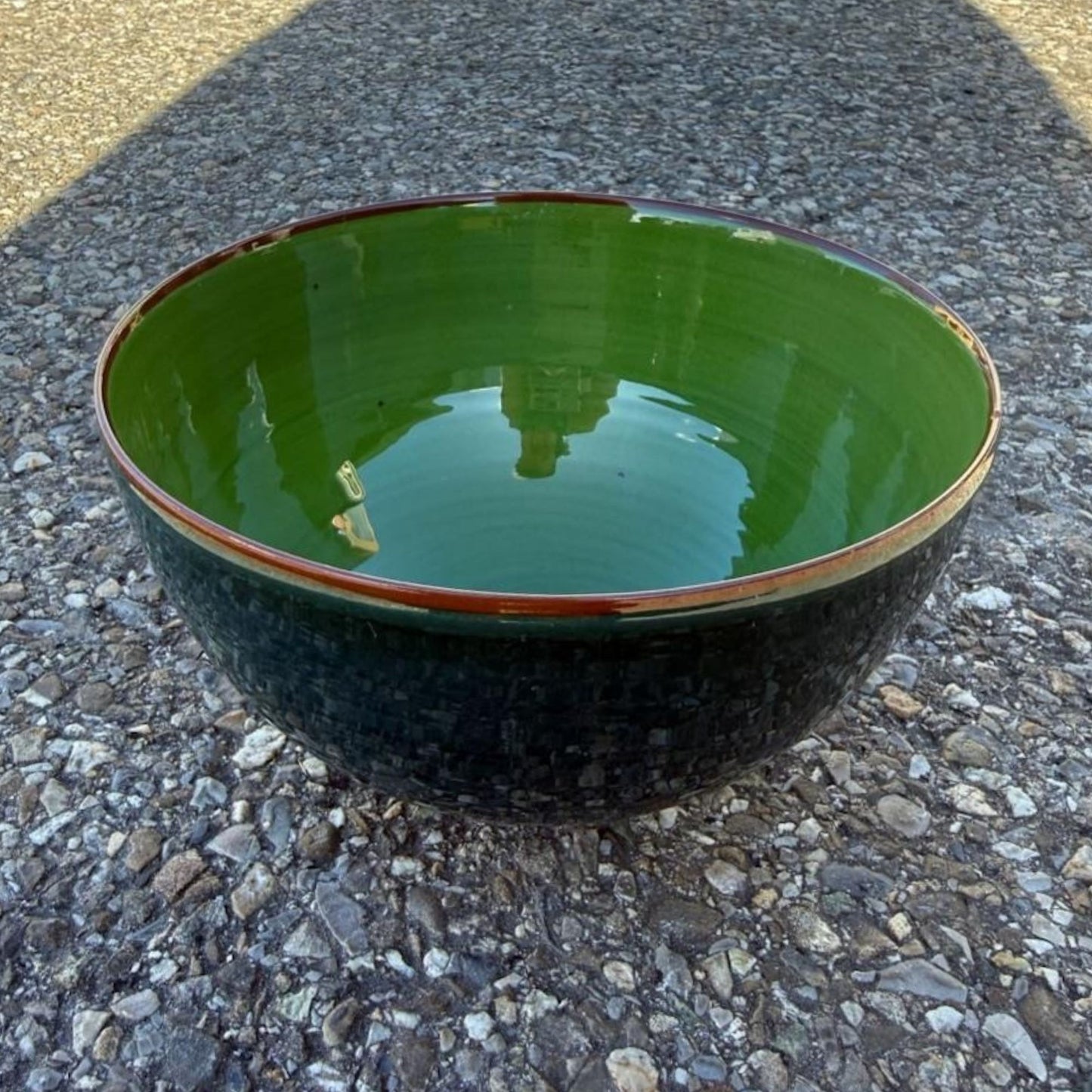 Grand bol céramique bicolore Bleu Vert/Vert Mousse H10,5cm