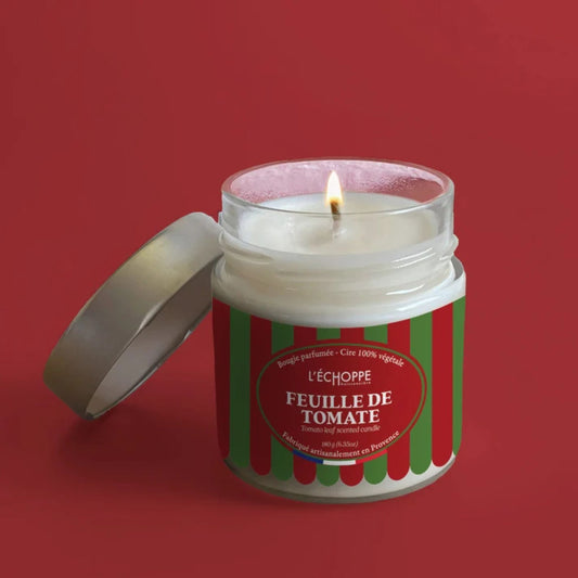 Bougie parfumée "Feuille de Tomate" pot rond couvercle métal 180g