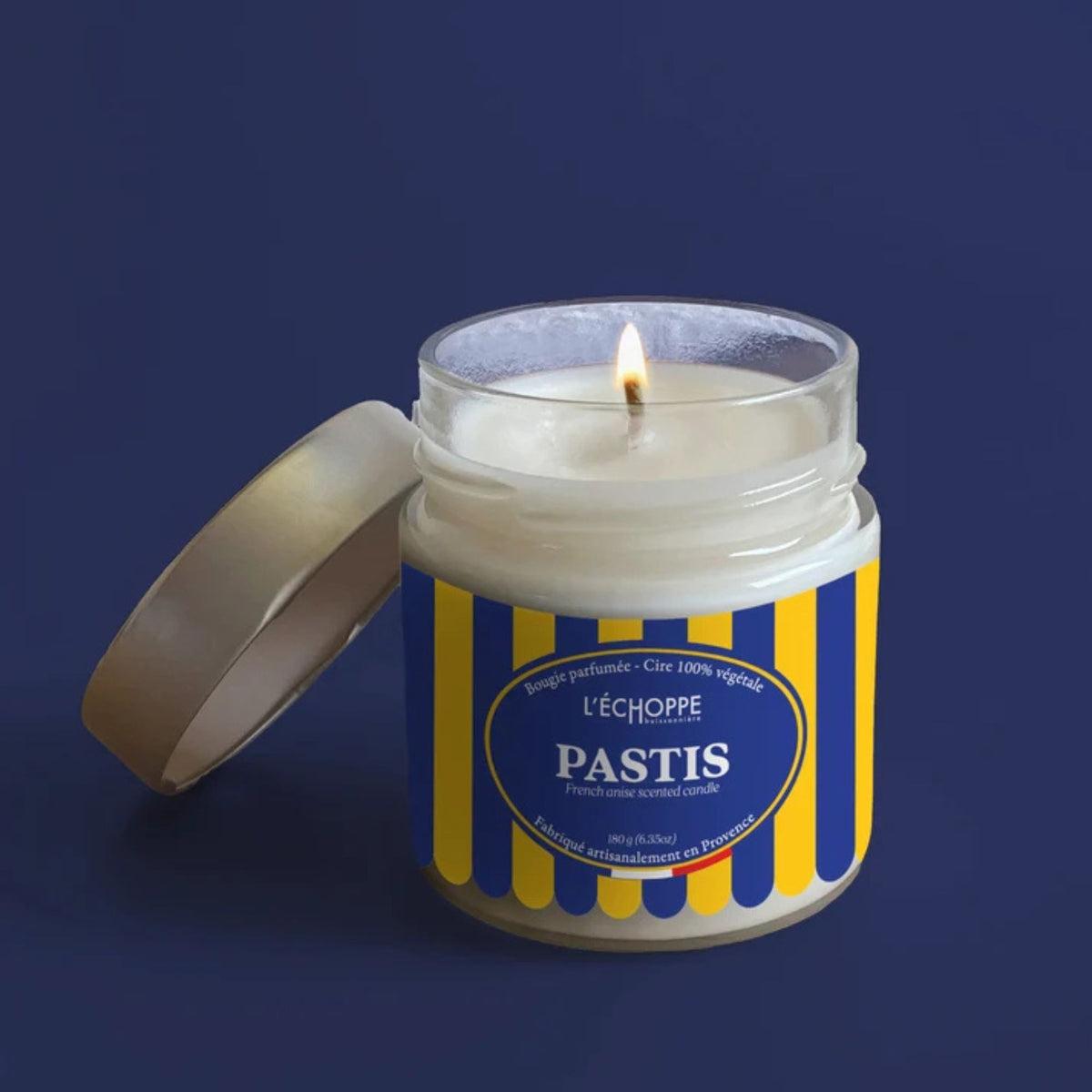 Bougie parfumée "Pastis" pot rond couvercle métal 180g