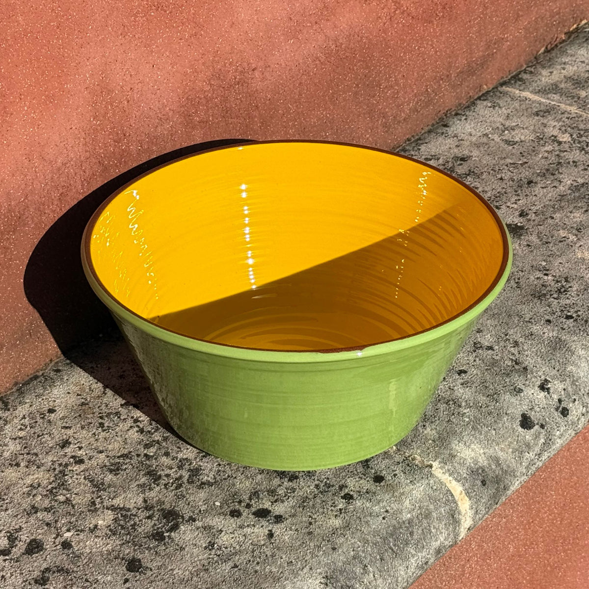 Grand saladier céramique bicolore Vert pomme/Jaune Ø28cm