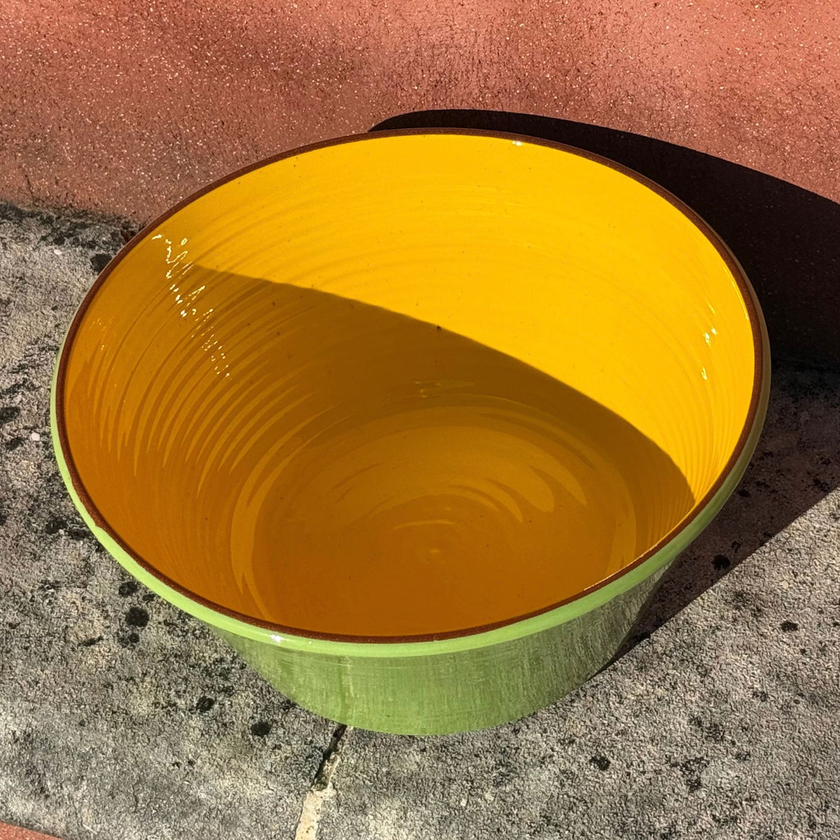 Grand saladier céramique bicolore Vert pomme/Jaune Ø28cm
