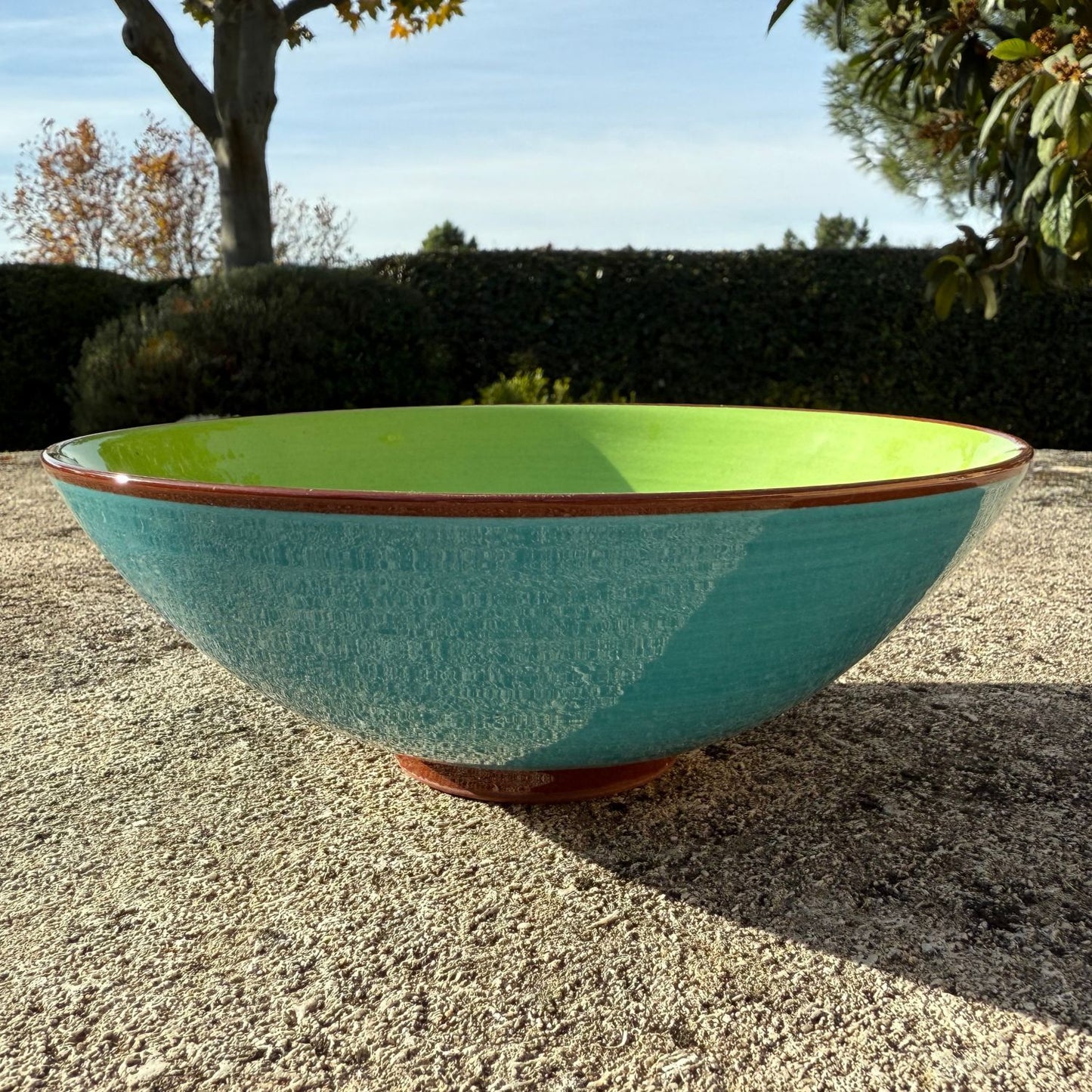 Grande coupelle céramique bicolore Turquoise clair/Vert pomme Ø17,5cm