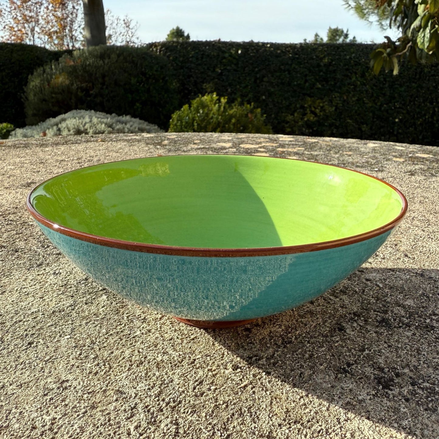 Grande coupelle céramique bicolore Turquoise clair/Vert pomme Ø17,5cm