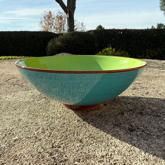 Grande coupelle céramique bicolore Turquoise clair/Vert pomme Ø17,5cm