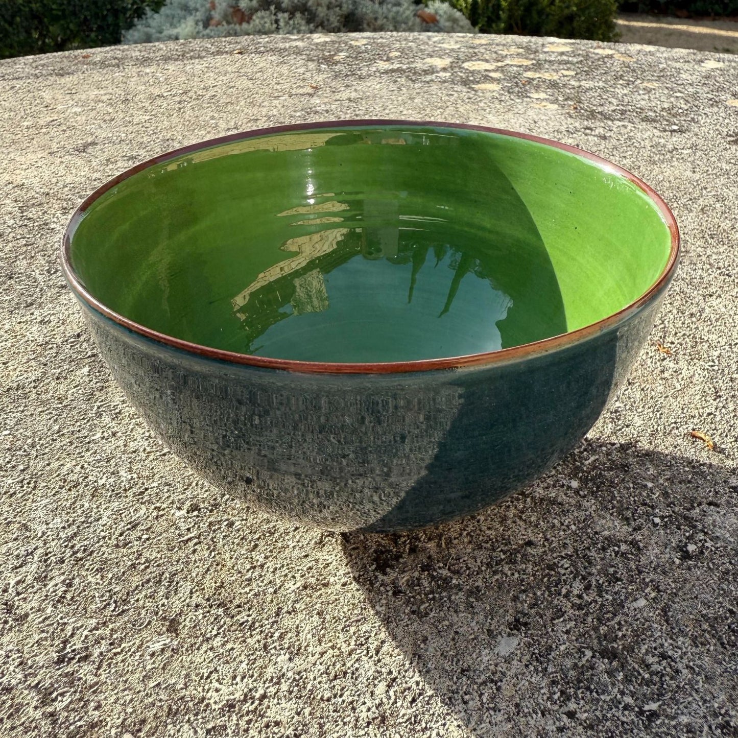 Grand bol céramique bicolore Jade/Bleu cobalt H10,5cm