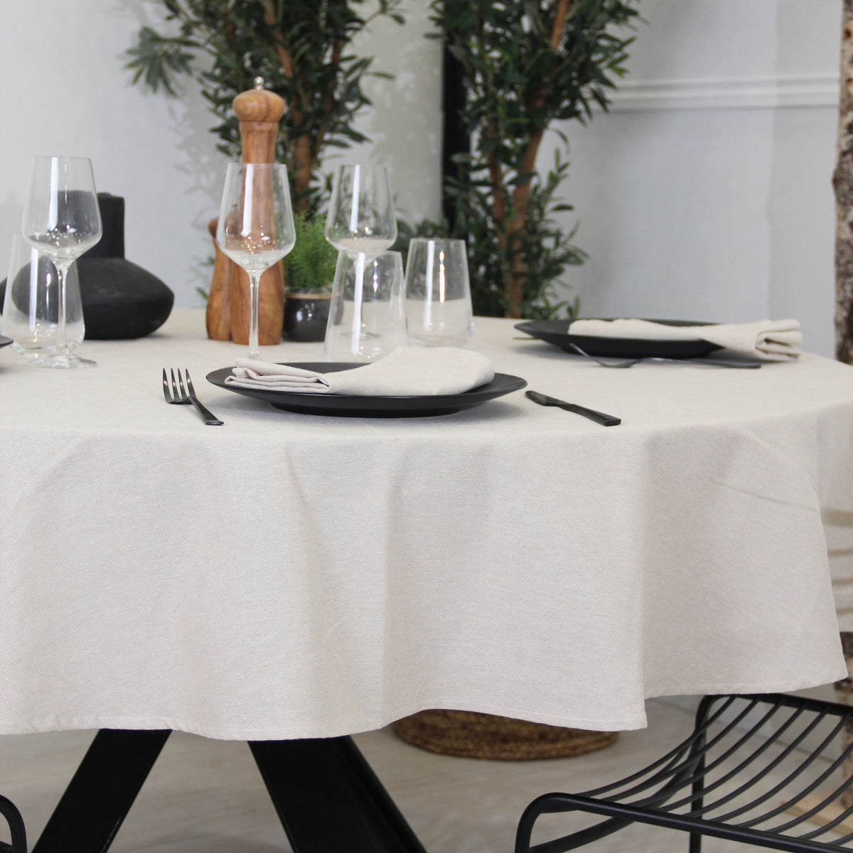 Nappe ronde naturel en lin Ø180cm