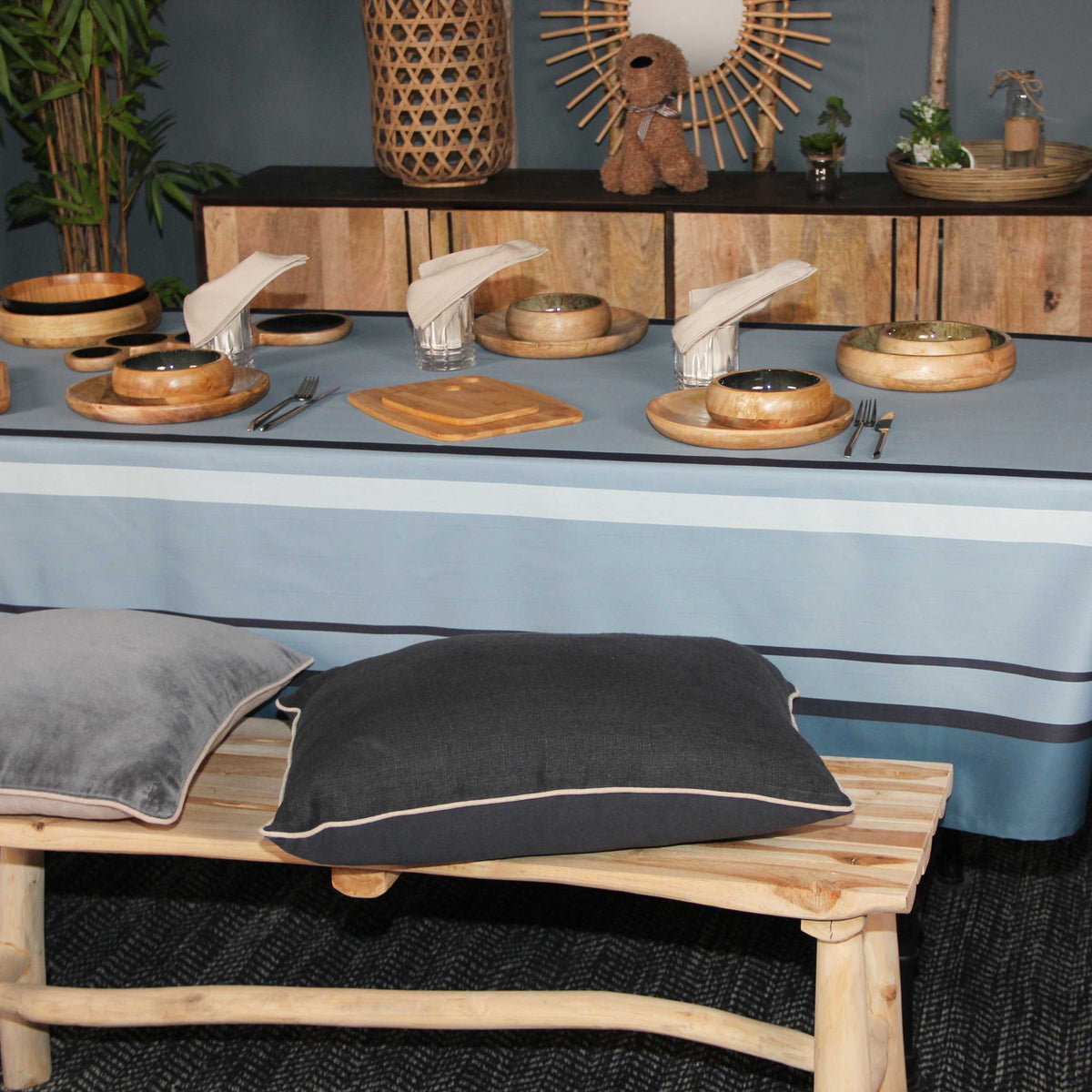 Nappe enduite Bleu Century 300 X 150cm
