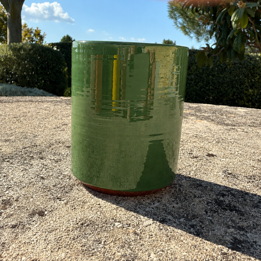 Two-tone ceramic mug, moss green/coffee, 10cm high