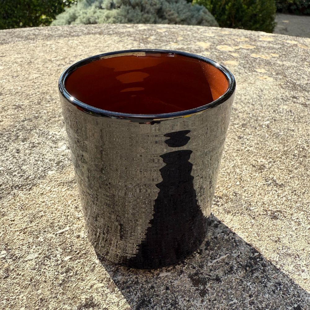 Two-tone ceramic mug, black/coffee, 10cm high