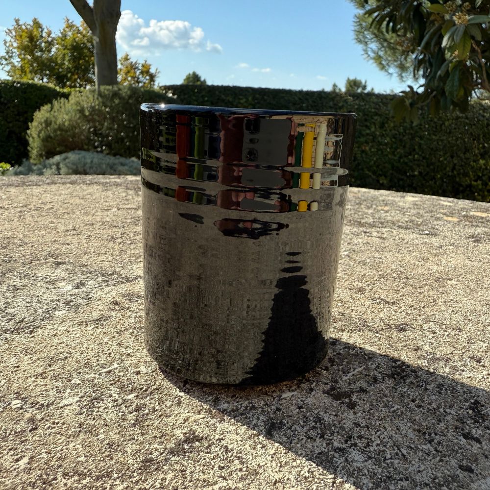 Two-tone ceramic mug, black/coffee, 10cm high