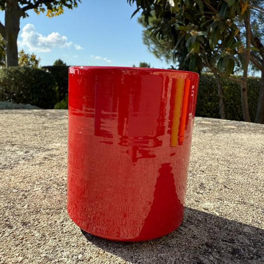 Mug Céramique Bicolore Rouge/Café H10cm