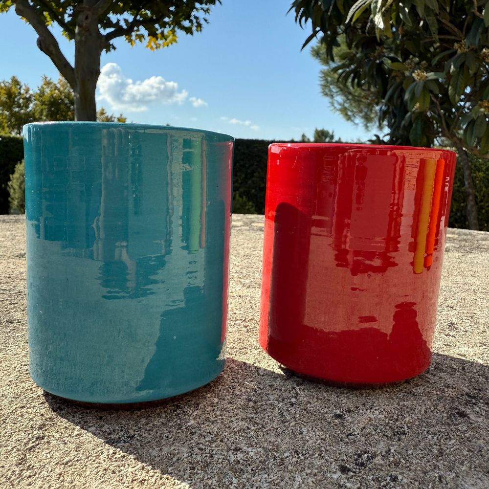 Mug Céramique Bicolore Rouge/Café H10cm