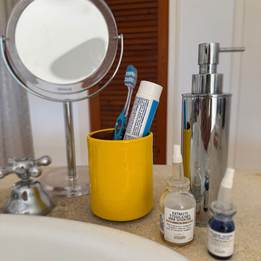 Mug Céramique Bicolore Jaune Citron/Café H10cm