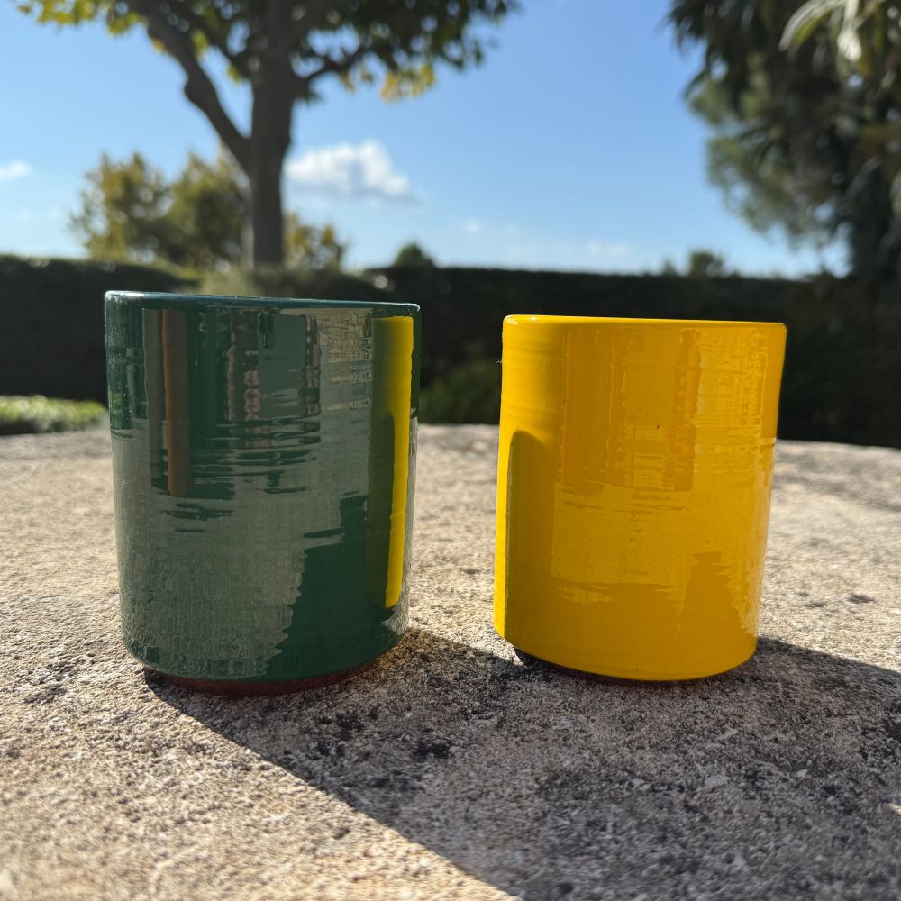 Mug Céramique Bicolore Jaune Citron/Café H10cm