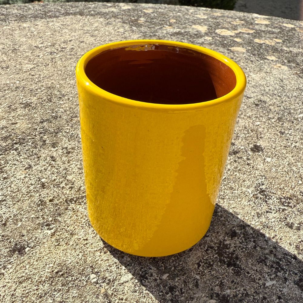 Mug Céramique Bicolore Jaune Citron/Café H10cm