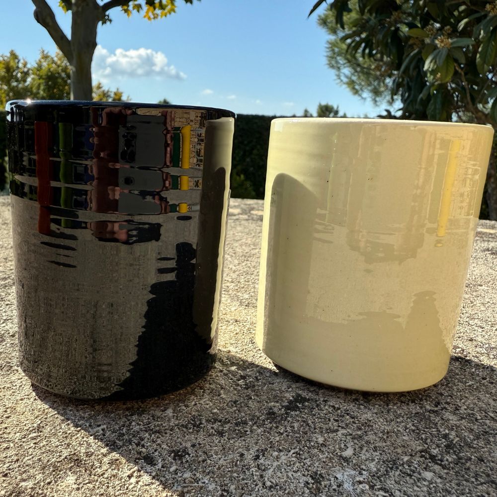 Mug Céramique Bicolore Blanc/Café H10cm