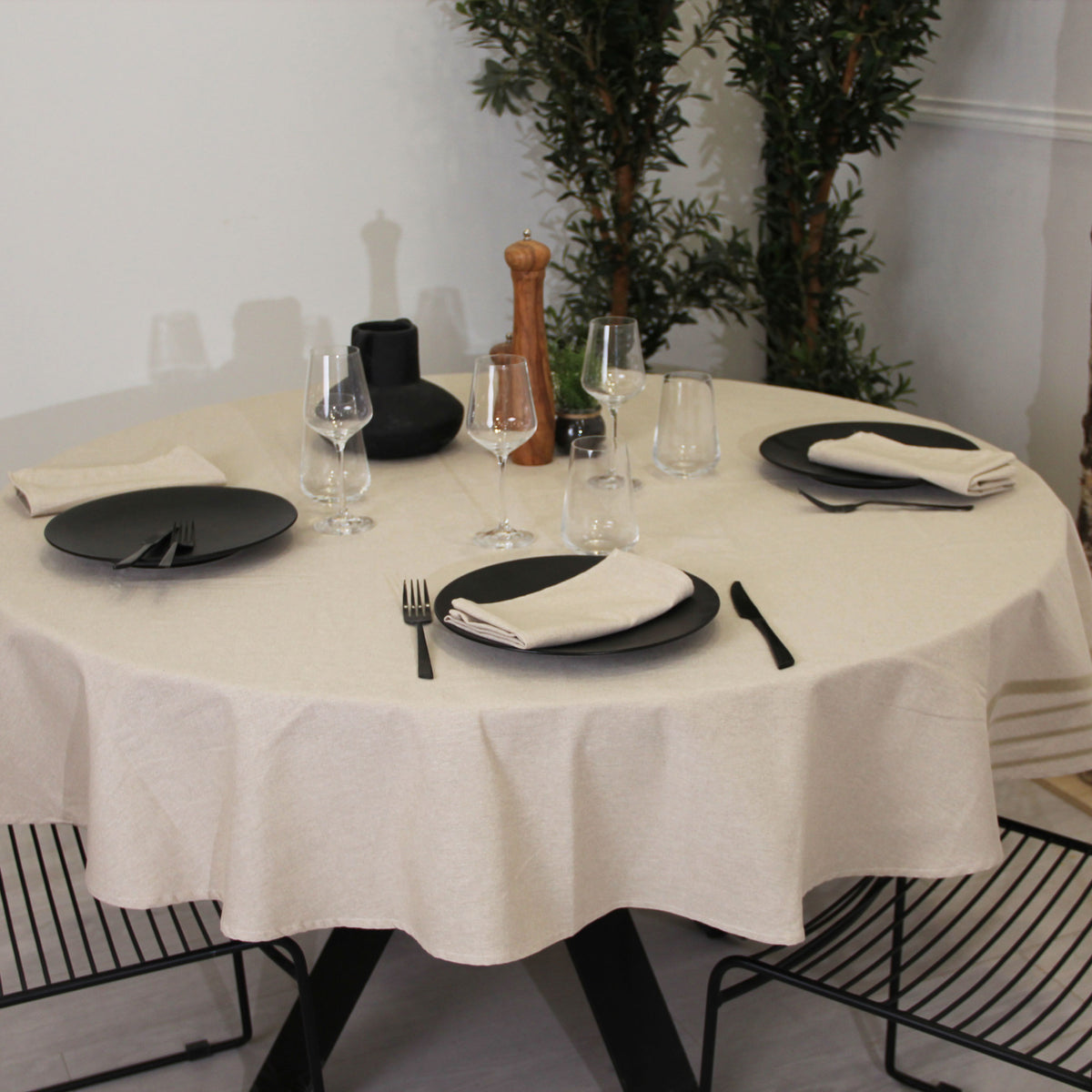 Nappe ronde naturel en lin Ø180cm