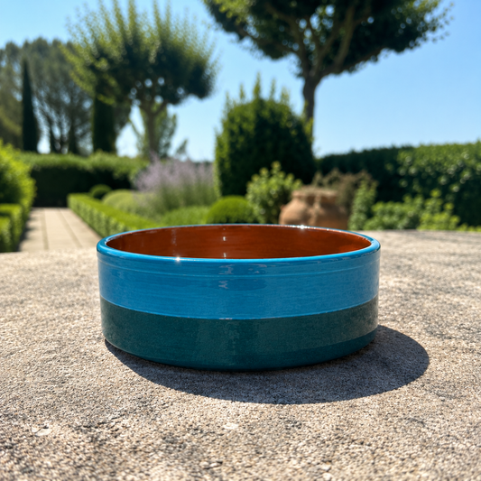 Petit plat rond céramique bicolore Bleu cobalt/ Bleu roi Ø19cm